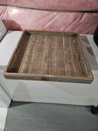 Ottoman Tray Made with Rustic Reclaimed Wood – Large Square (Gre