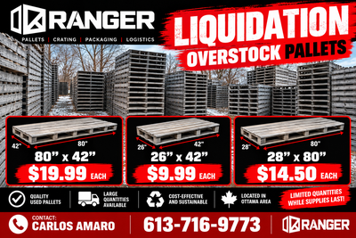 PALLET LIQUIDATION SALE Ranger is clearing out excess pallet inventory! Looking for affordable palle...