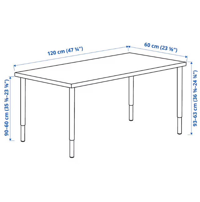 IKEA LAGKAPTEN / OLOV Height Adjustable Desk / Table 120x60 cm in Desks in Winnipeg - Image 2