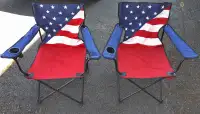 Pair of Vintage USA-Flag Folding Camping Chairs; Louisbourg