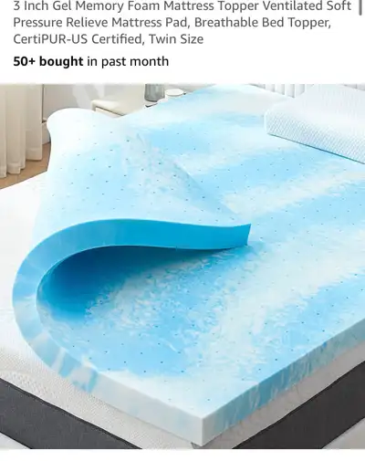 3-Inch Cooling Gel Memory Foam Mattress Topper - Twin, View more