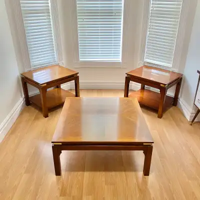 Vintage MCM Hardwood Coffee Table & End Table Set, View more