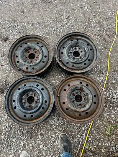 I have a set of 5 bolt steel rims came off a Mazda $80 takes them please email or text 705-344-0037...
