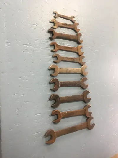 10 VINTAGE OPEN ENDED WRENCHES