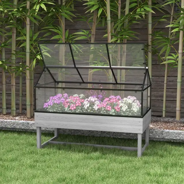 Wood Elevated Planter Box with Cold Frame Greenhouse, Raised Gar in Patio & Garden Furniture in Markham / York Region - Image 8