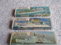 Collection of Vintage H.M.S Military Ship Models in Boxes