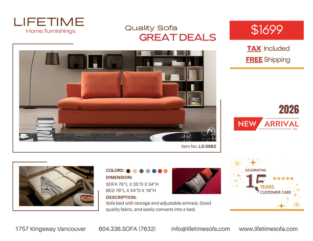 Fabric sectional sofa and chaise with hide-a-bed and storage in Couches & Futons in Vancouver - Image 6