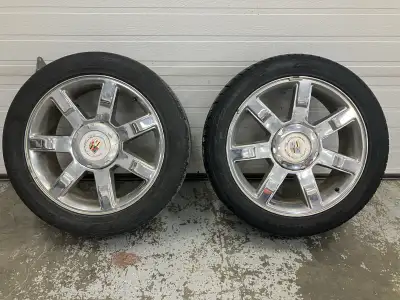 Selling (2) x 22” oem Cadillac Escalade rims and tires Good tread Fits all other 6 bolt gm trucks 6x...