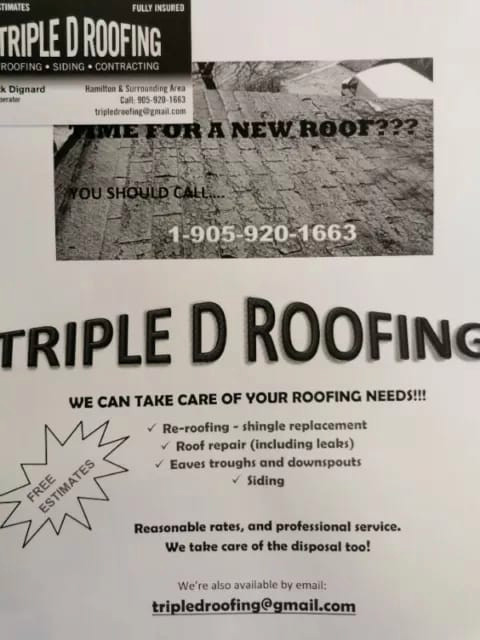 Triple D Roofing in Roofing in Hamilton