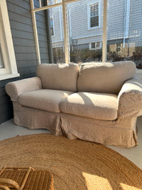 Love seat with brand new linen slipcover