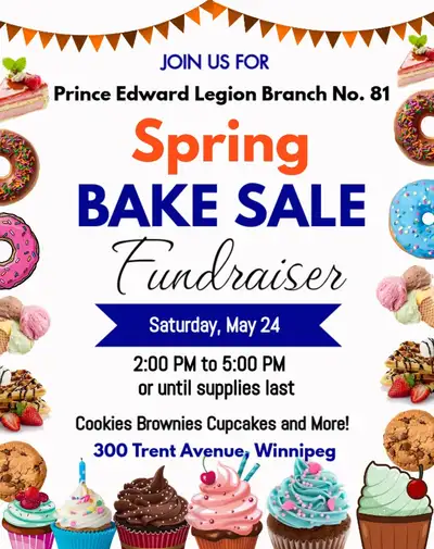 Bake Sale Fundraiser - Prince Edward Legion, View more