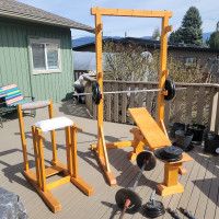 Squat Rack, incline Bench, Free Weights and more!