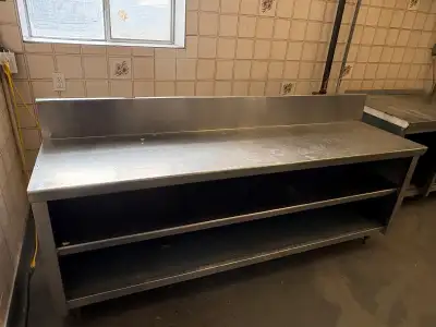 7ft Commercial Stainless Steel Prep Table w/ Backsplash & Shelf, View more