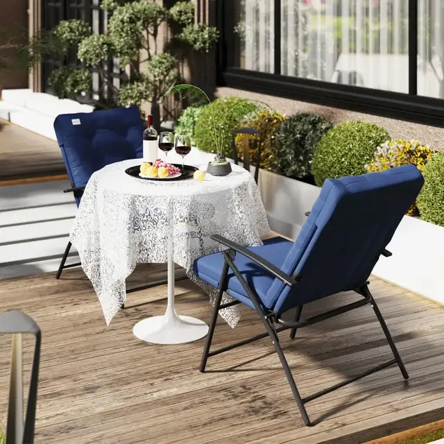 Set of 2 Outdoor Folding Chairs with Adjustable Backrest, Padded in Patio & Garden Furniture in Markham / York Region - Image 9