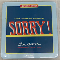 New Sorry! Nostalgia Edition Board Game in Collectible Tin