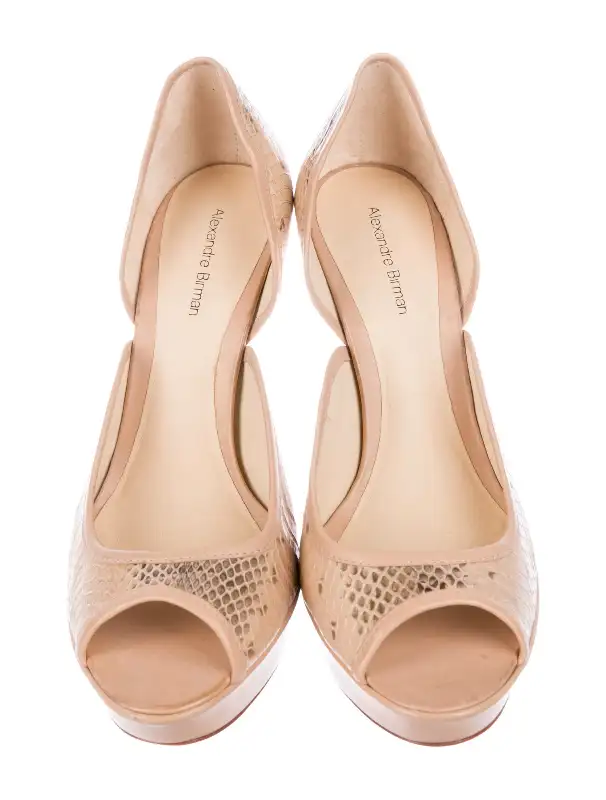ALEXANDRE BIRMAN Snakeskin Peep-Toe Pumps62863267707011122