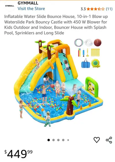 Make a splash this summer with the GYMMALL 10-in-1 Inflatable Water Slide Bounce House! Designed for...