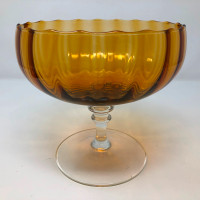 Vintage Empoli Italy Amber Glass Compote