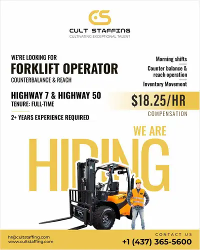 Material Handler (Counterbalance Experience Required), View more