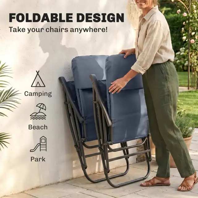 Folding Rocking Chair， Padded Rockers with Armrest in Patio & Garden Furniture in Markham / York Region - Image 6