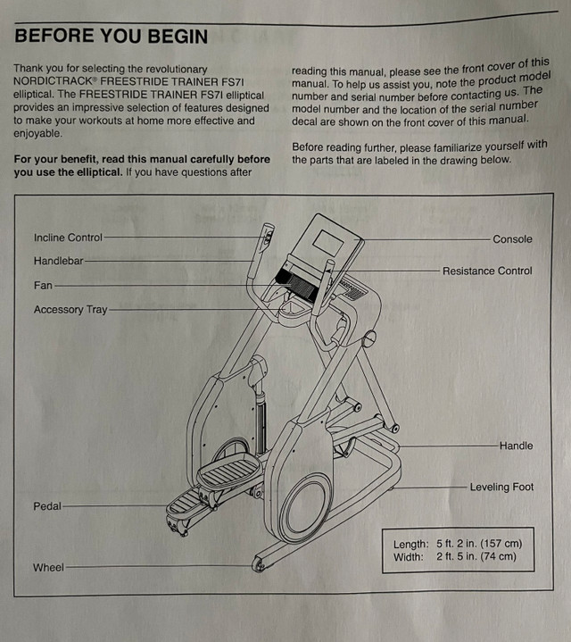 Nordictrack Freestride FS71 elliptical cross trainer Exercise