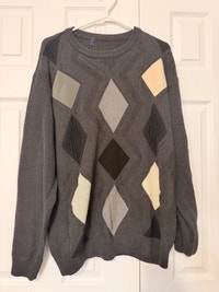 Grey Argyle Knit Sweater size large  Kitchener / Waterloo Kitchener Area Preview