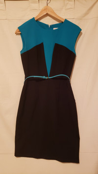Calvin Klein Black and Turquoise Dress size 4