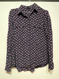 Club Monaco purple flower printed silk shirt