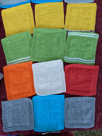 Hand knitted 100% cotton washcloths/dishcloths