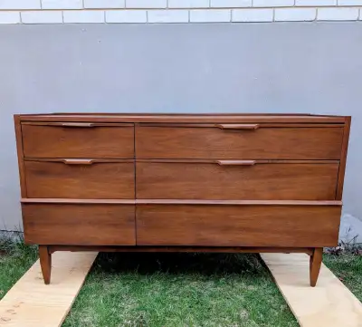 Mid Century Walnut Longboy Dresser , View more