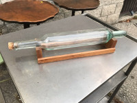 VINTAGE UNUSUAL GLASS ROLLING PIN WITH ORIGINAL STAND