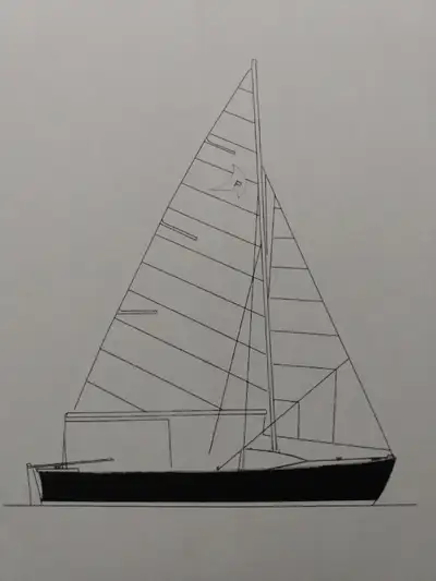 Mast/boom, standing and running rigging. Main sail and two jibs. Custom-made cover. Includes trailer...
