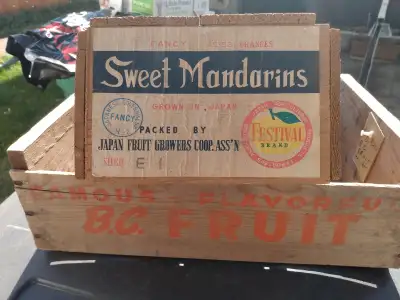 BC Fruit Wood crate only left. BC fruit crate measures 17.5" L x 12" W x 6" H. **Cash Only Please**...