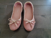 Ladies sparkly shiny ballet flats pink/rose gold size 36 (6)