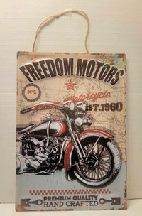 Hanging Motorcycle Metal Sign.  Now Only $10.00.