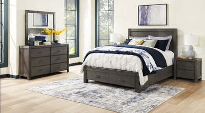 Bedroom Set 5-PC Queen Bed Frame, 1 Nightstands, Chest Drawer, View more