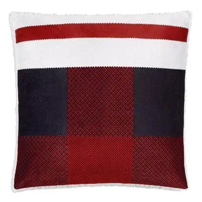 Black, Red and White Reversible Knit Sherpa Throw Pillow, View more