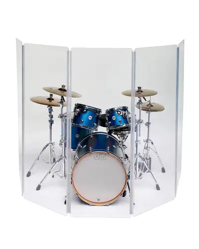 This is a ClearSonic LITE2466x5 five-panel acrylic drum shield, standing 5.5 feet tall, designed to...