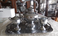 Stainless Steel Silver Tea Pot Set - Krome Kraft, Farber Bros.