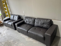 Loveseat and Sofa Couches in Dark Brown