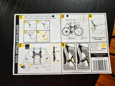 Black, strong single bike rack for car. Had never failed me and easy to assemble to your car. Light...