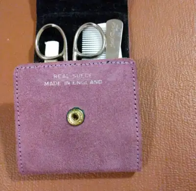Vintage Manicure Set in a suede travel case. New!, View more