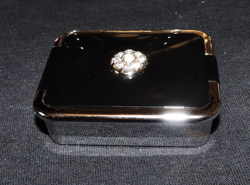 Vintage Small Black & Chrome Jewelry Box Arts & Collectibles Ottawa