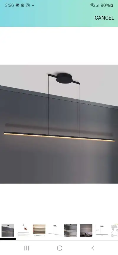 Illuminate your space with this sleek and modern black linear LED pendant light fixture. This used,...
