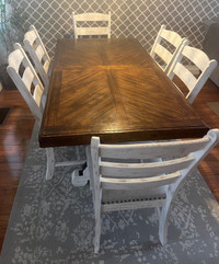 Private Sale- Valebeck Dining Set - White/Brown / 7 - Piece