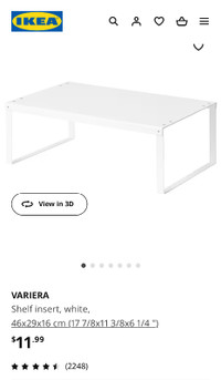 IKEA VARIERA Shelf insert, white 46x29x16 cm
