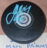 Josh Morrissey signed 8x10 pictures and puck Jets Hockey 
