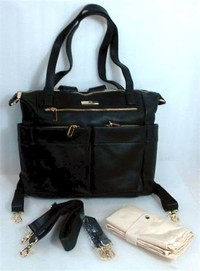 Miss Fong Leather Backpack Diaper Tote Bag w/ Diaper Bag Organiz