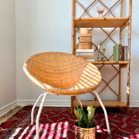 Vintage MCM Wicker Boho Inspired Saucer Hoop Chair