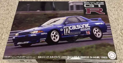 Fujimi 1/12 Nissan Skyline GT-R R32 Gr.A AXES9 Calsonic 1993 JTC racer model. This kit is brand new,...